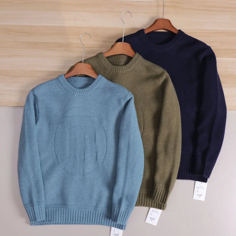 

Casual Men's round Ne Knitted Sweater Silk Blend Letter Embroidery Base Layer Trendy Autumn Winter Comfortable Breathable