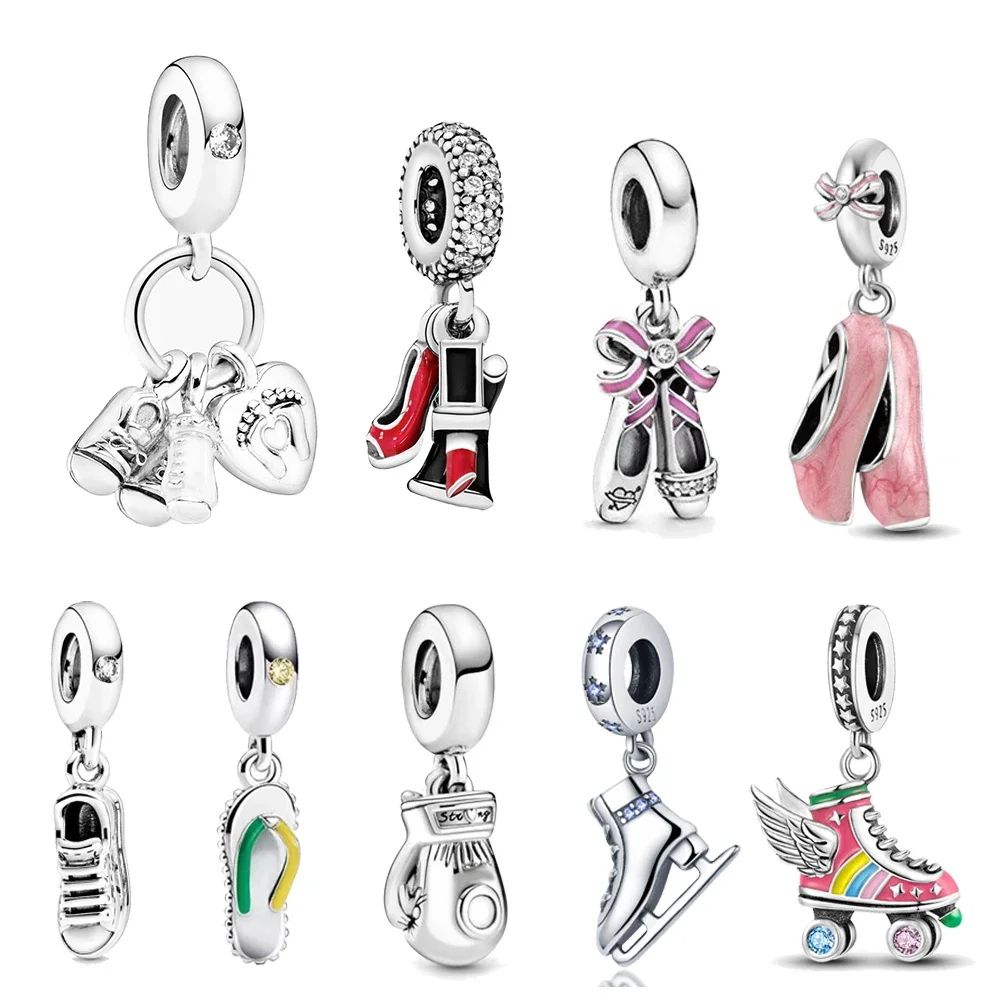 New Collection 925 Sterling Silver Winter Series Skating Ice-skate Charm Charms Fit DlY Bracelet Necklaces Jewelry Gift Girl