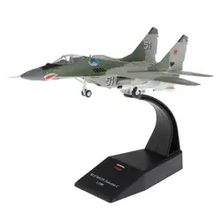 1/100 Scale MIG-29 Russian Fighter Diecast Aircraft Display Model with Stand Metal Fighter Military Plane Model Collection Gift