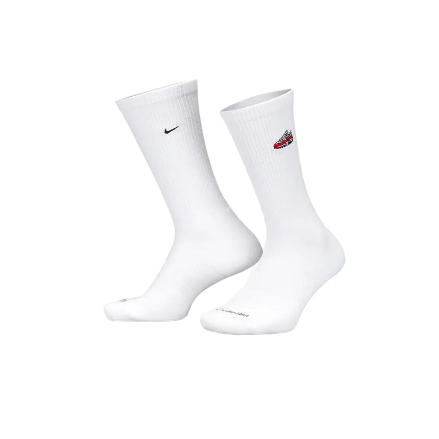 Nike Everyday Plus Logo Embroidered Anti-Slip Durable Quick-Dry Mid-Calf Sports Socks for Men, White, FQ0327-100