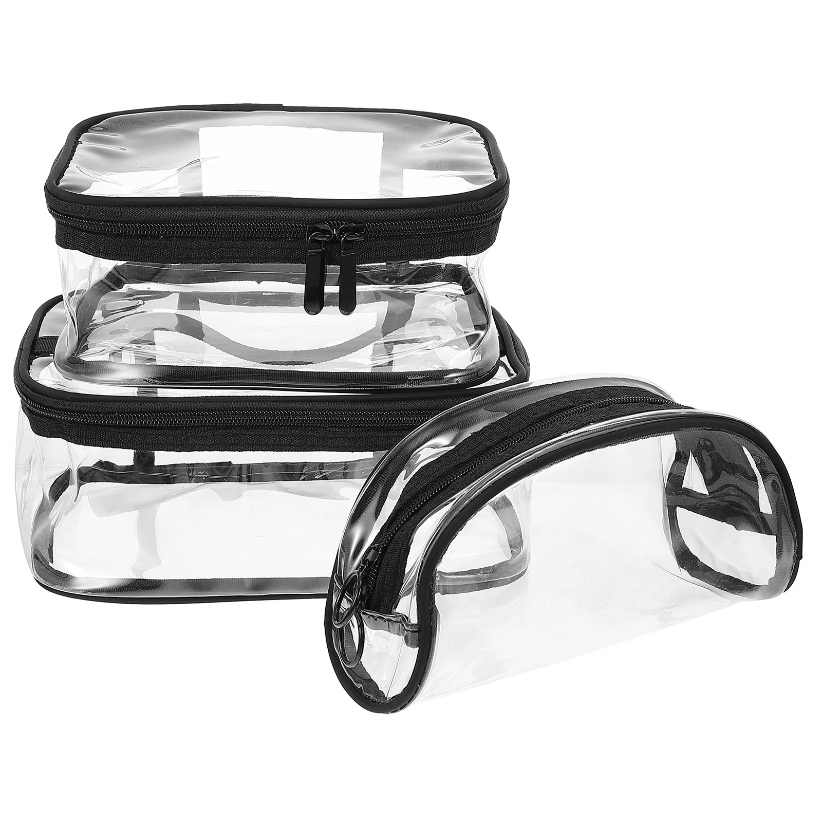 

3pcs Portable Makeup Waterproof Cosmetics Storage Travel Toiletry Bag Pvc Wash Bag For Women Lightweight Durable With Handle