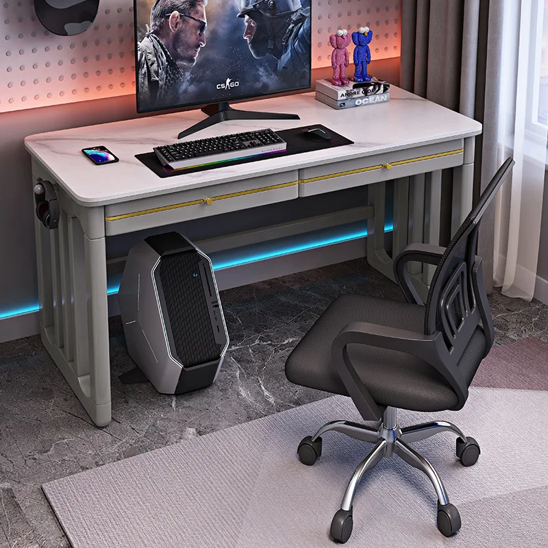 

Rock slab computer desk desktop home e-sports chair student writing table solid wood desk light luxury modern bedroom desk