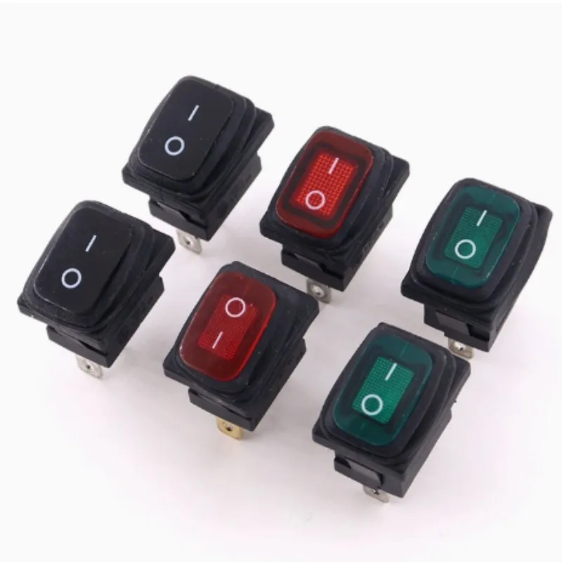 

5pcs KCD1 Waterproof Switch 3Pin Red With Light Rocker Switch