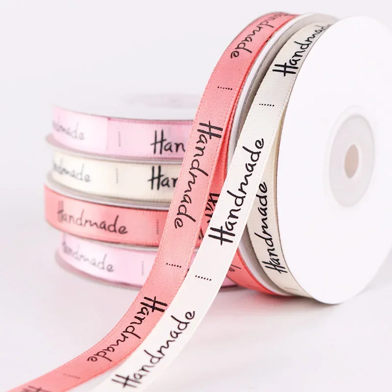 25Yards/Roll 10mm di larghezza nastro di poliestere lettera nastri fatti a mano per confezione di Bouquet confezione regalo scatola di torta nastro