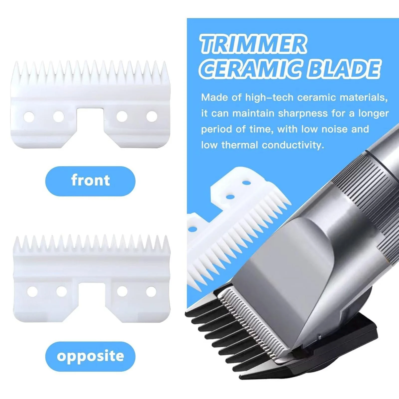 3Pcs/Set Ceramic Clipper Cutting Blade 18-Teeths Replacement For Oster Fast Feed Clipper For Wahl KM2 KM5 KM10 A5 Style Clippers