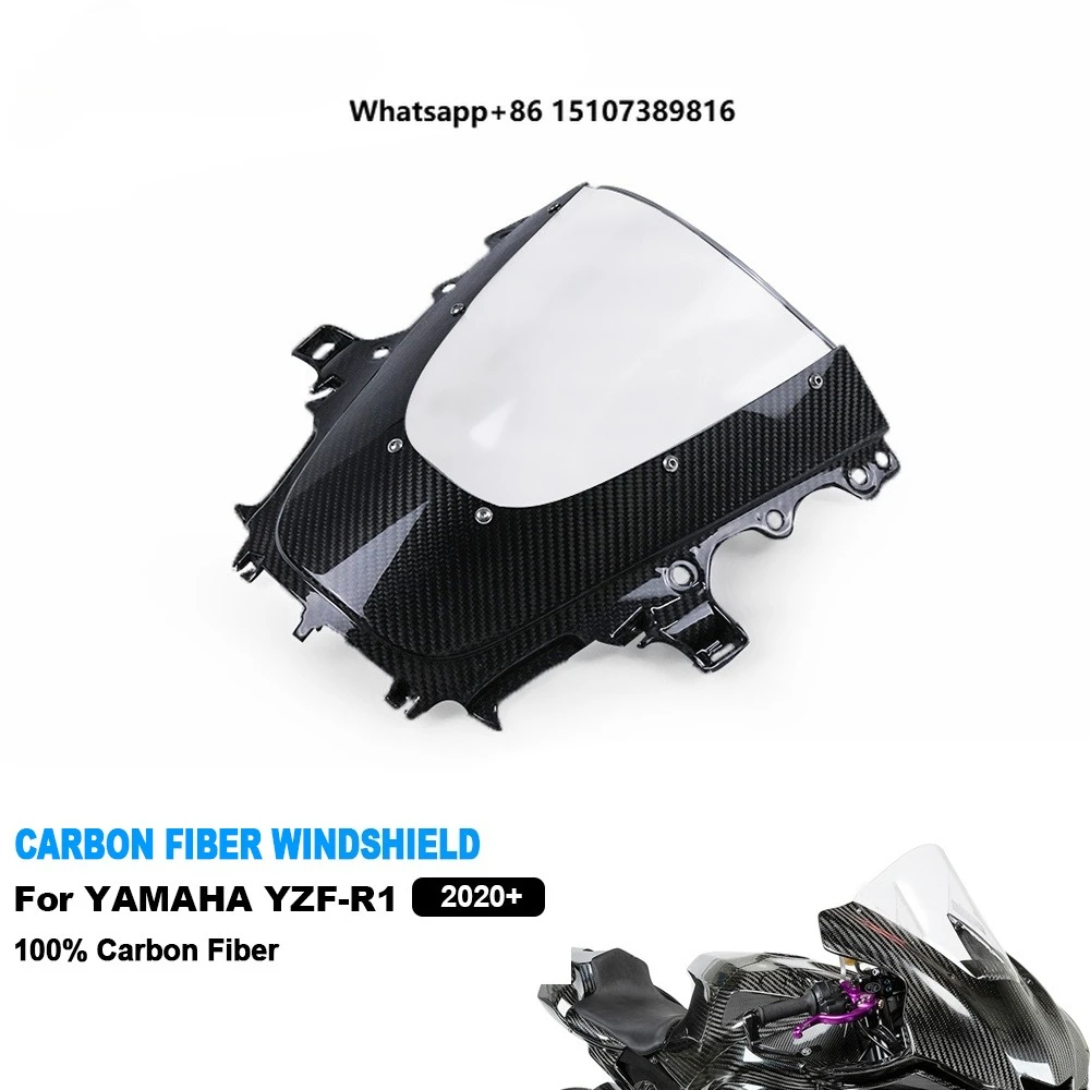 Full Carbon Fiber Wind Deflectors Motorcycle Front Windshield Windscreen Deflector for R1 2020 2021 2022 2023 2024