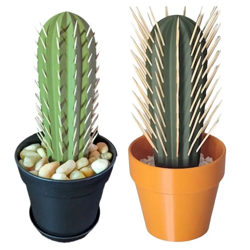 A74E-Plant Decoration Crafts Home Decoration Garden 3D Printed Cactus Simulation Pot Toothpick Box Table Decoration