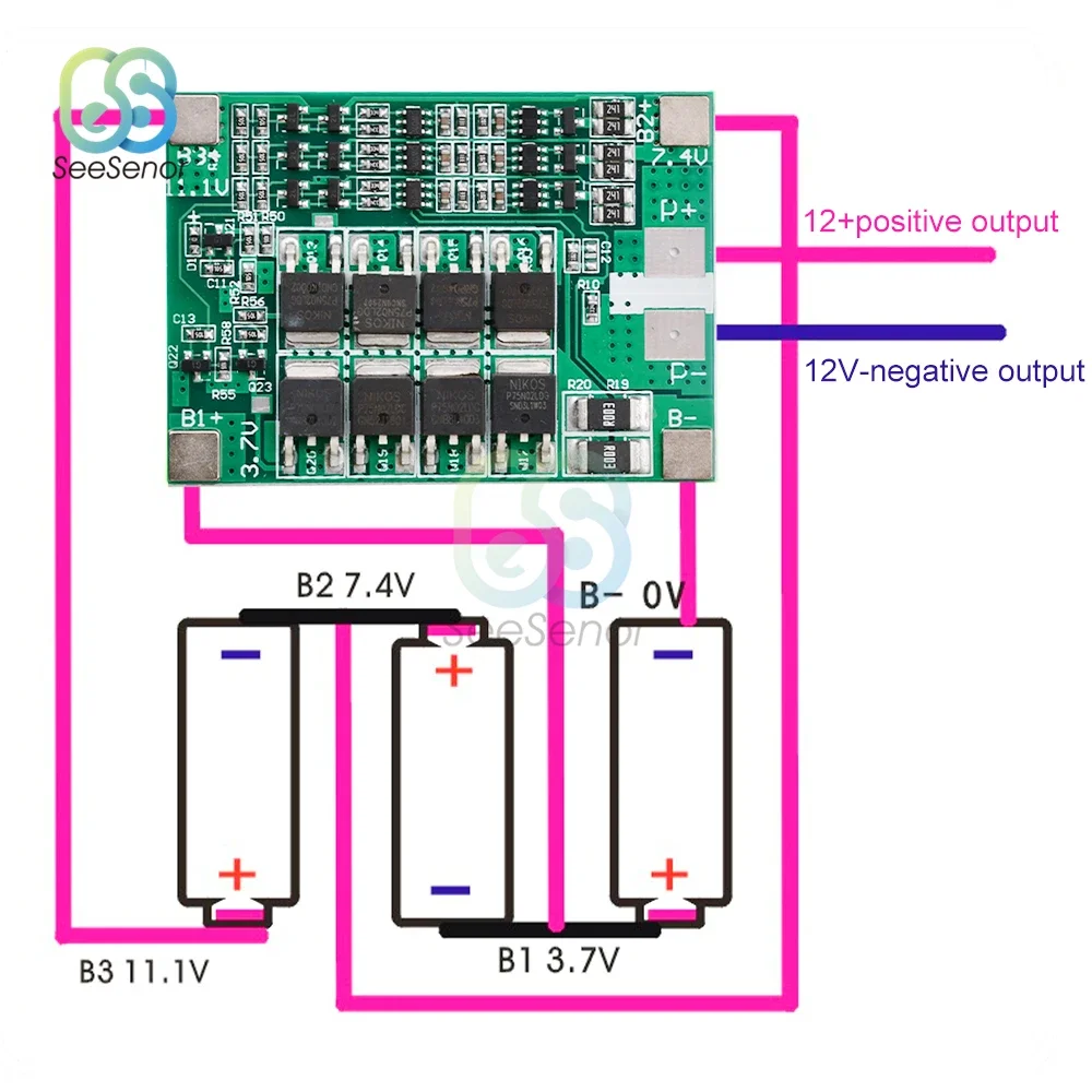 BMS 3S 12V 40A Balancer PCM 18650 Lithium Battery Protection Board 3S BMS Li-ion Charger Charging Module 12.6V for Drill Motor