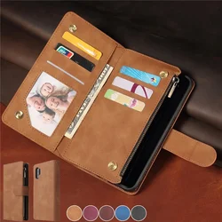 Zipper Purse Flip Leather Case for Samsung Galaxy Note 20 Ultra 10 9 S24 Plus S23 FE S22 S21 S20 S10 S9 Wallet Card Cover Coque
