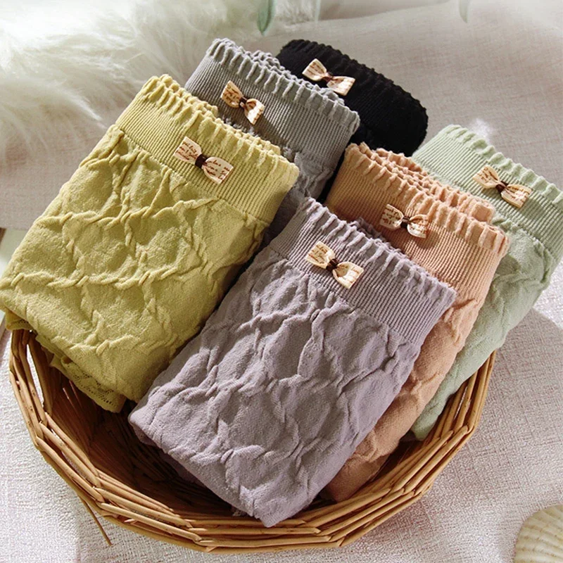 Mutandine senza cuciture da donna Taglie grandi Slip sexy in pizzo con fiocco sottile Slip con filo grande Mutandine carine antibatteriche estive Biancheria intima taglie forti