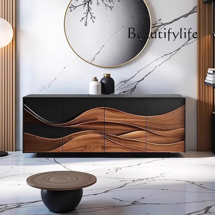 

LJYSolid wood dining side cabinet integrated storage against the wall living room storage modern simple fashion designer
