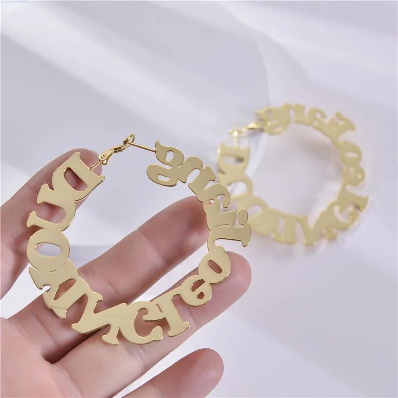 3UMeter New Stainless Steel Custom Earrings Designer Personalized Gold Hoop Earrings for Women Weddings Party Custom Jewelry