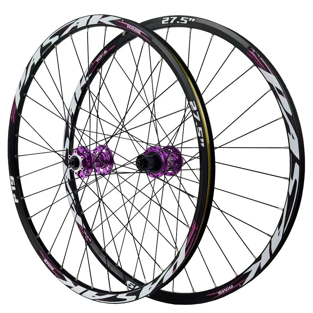 Mountain Bike Wheel Set 24 26 27.5 29 Inch Aluminum Alloy Bearing Quick Release Bucket Axle Wheel Six Claw Purple