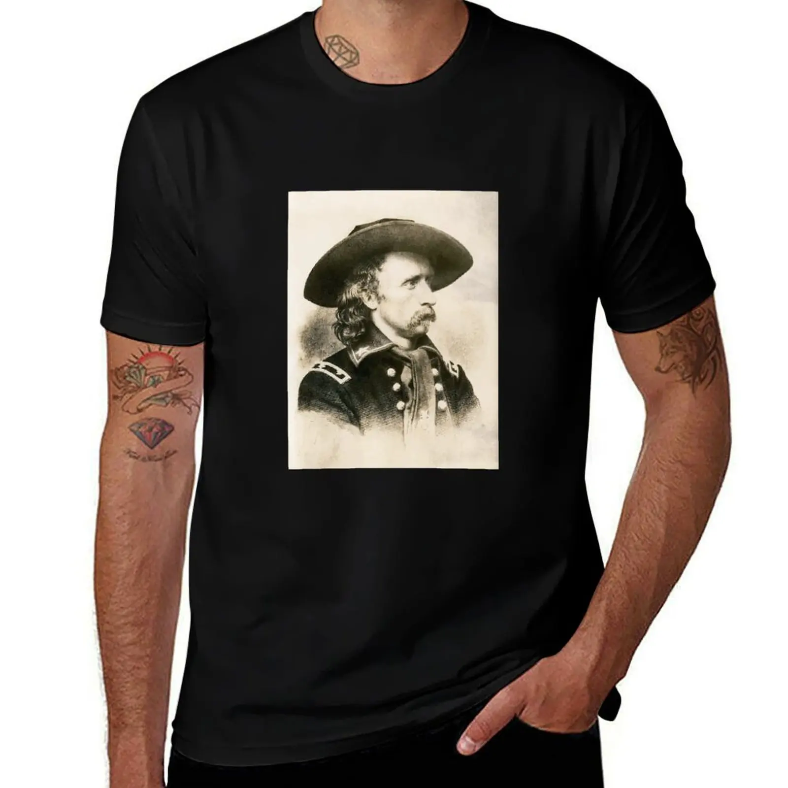 George Armstrong Custer T-Shirt Urban Style Casual Short Sleeve Top T-Shirt