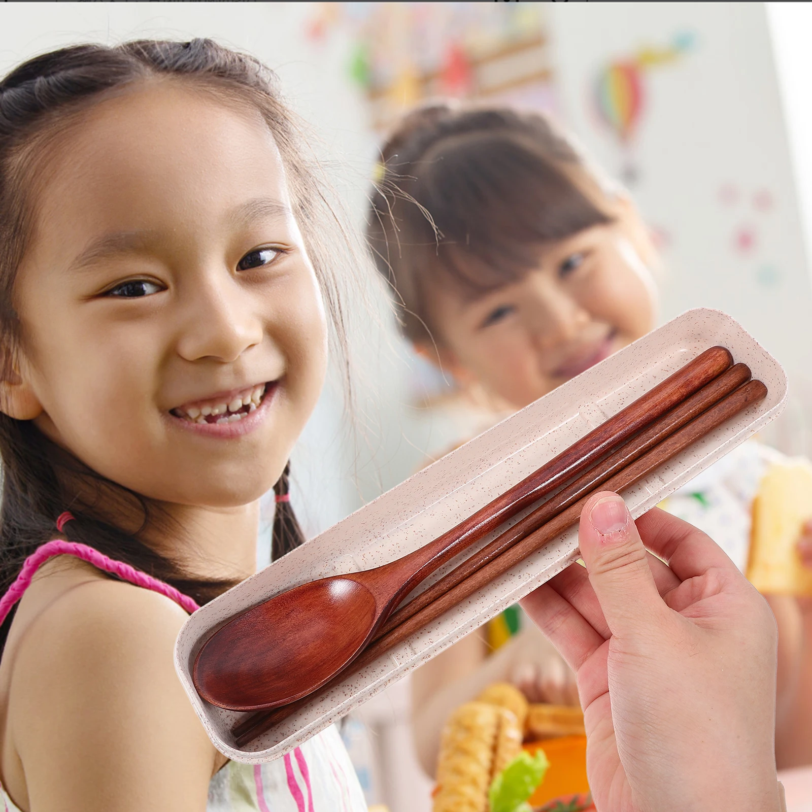 

Nanmu Tableware Set Wooden Spoons and Chopsticks Japanese-style Long Handle Lotus Tree for Restaurant