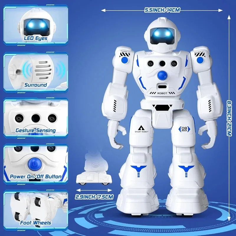 Remote control robot toy, capable of walking, sliding, singing, and dancing, RC gesture sensing control, Christmas and birthdays