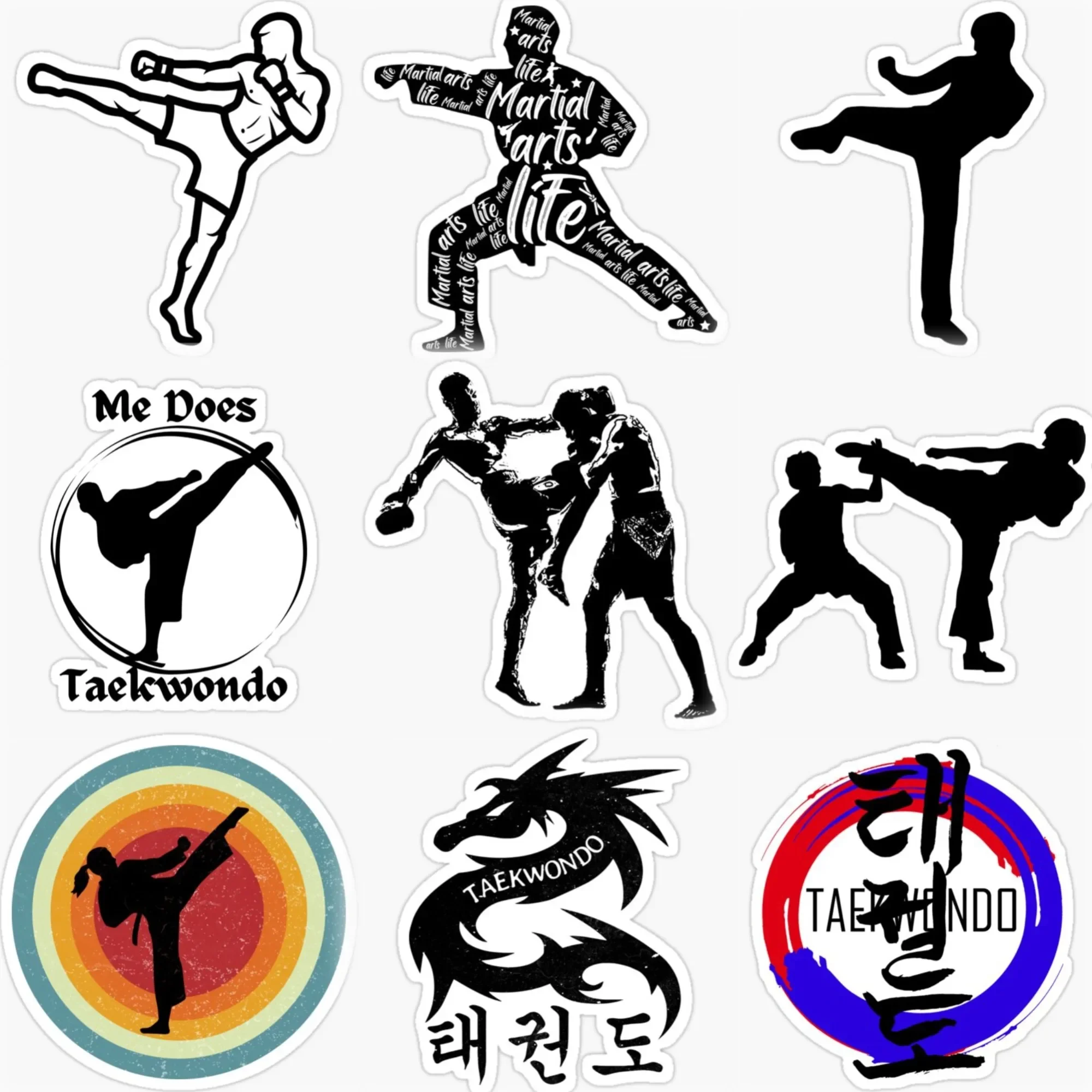 Taekwondo Combat Emblem Creative PVC Car Stickers Accessories Bicycle Helmet Bumper Window Wall Table Decal Customizable Size