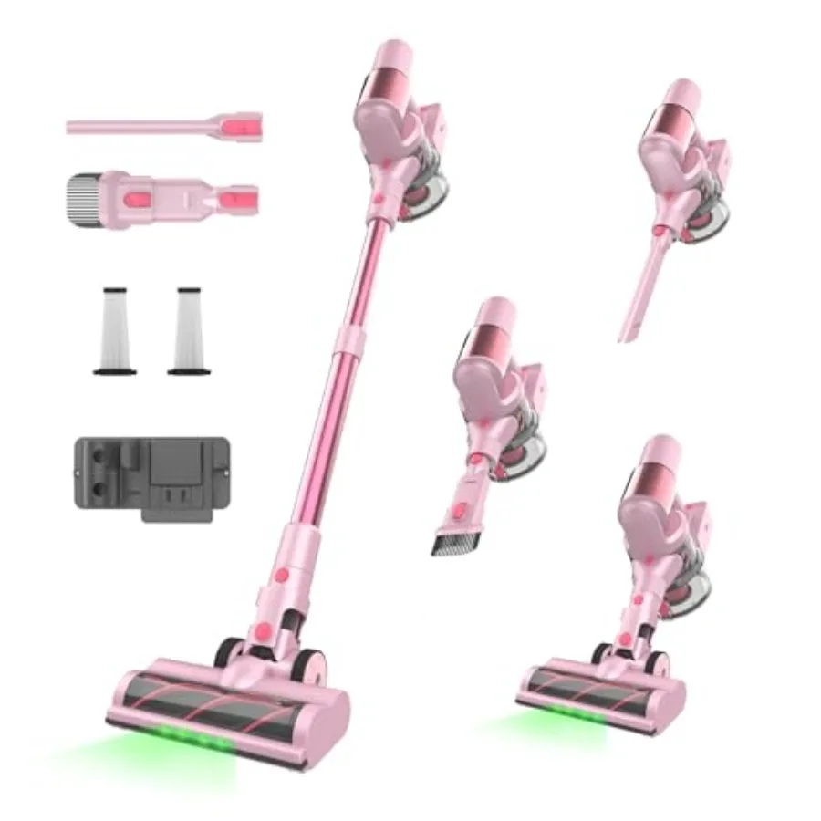 

Pink Cordless Vacuum Cleaner 550W 45KPA Turbo Suction 60 Mins Runtime Self-Standing with LED Display Anti-Tangle Brush Stick Va