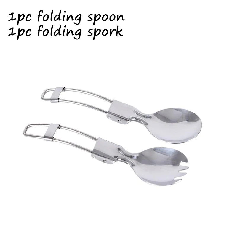 Folded Spoon Spork Outdoor Tableware Camping Cookware Folded Flatware For Picnic