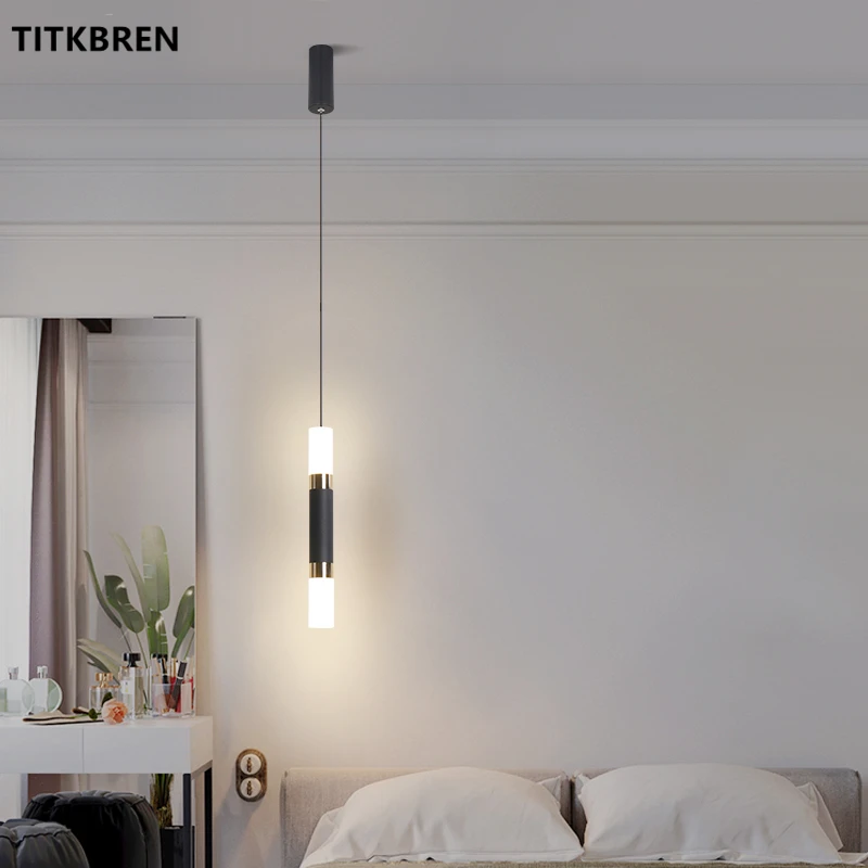 Nordic Bedside Long Cable Pendant Lamps Living Room Foyer Lighting Modern Simple Personalized Coffee Bar LED Hanging Fixture