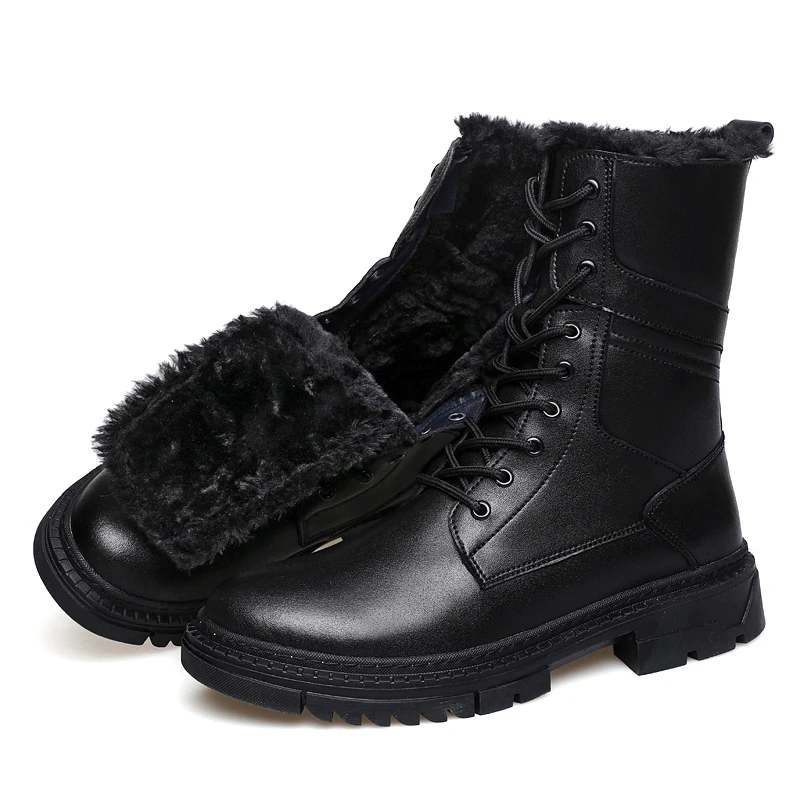 TrendTactical Boots For Men Black Army Combat Men Boots Rubber Casual Shoes Mens Genuine Leather Winter Boots Plus Size38-49