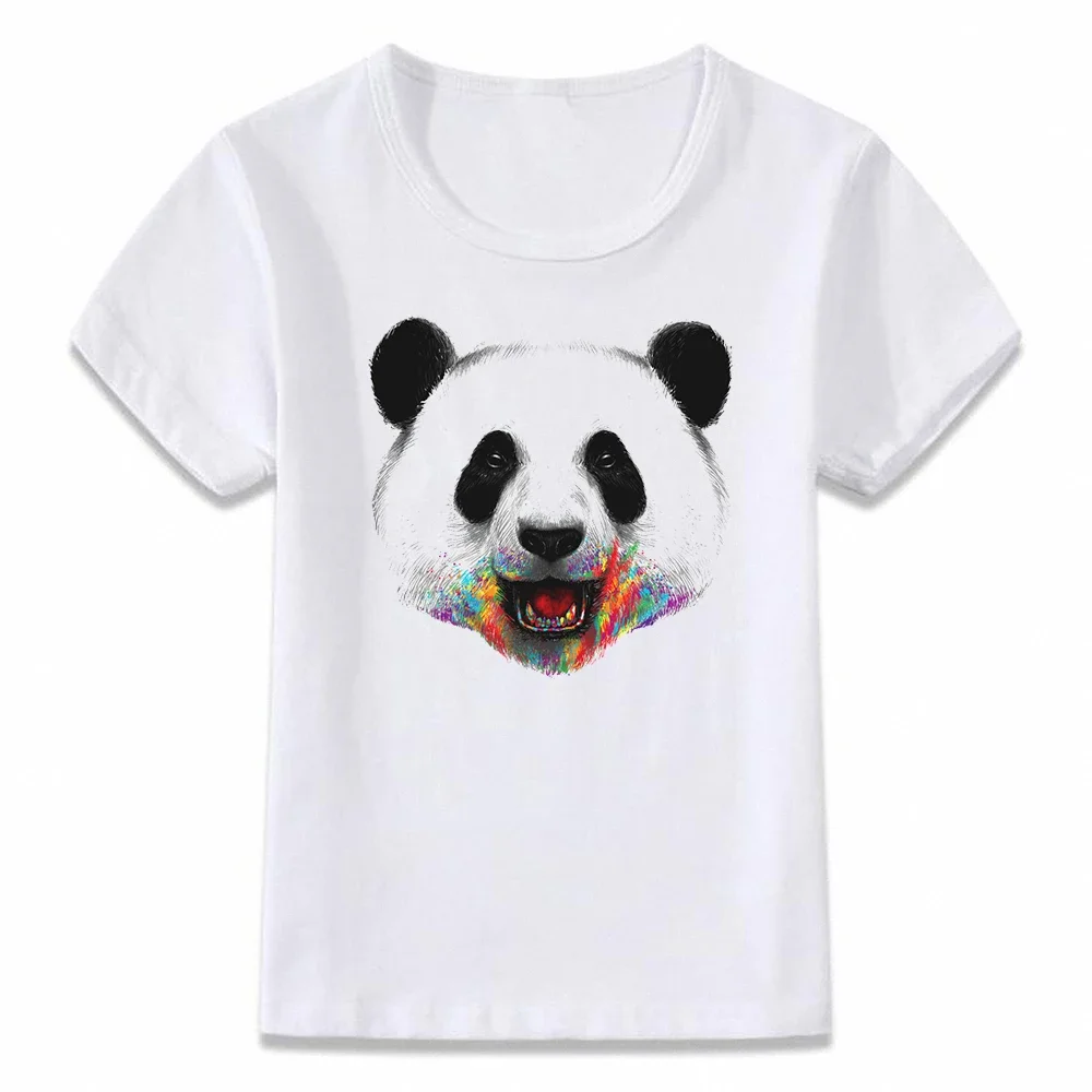 T-shirt Panda arc-en-ciel pour enfants, vêtements pour garçons et filles, oal105