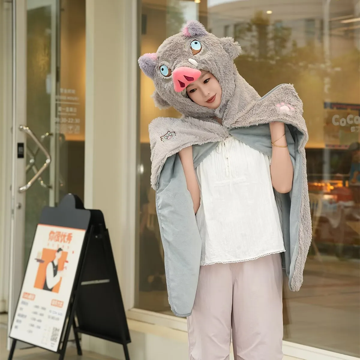 أنيمي الكرتون شيطان القاتل الطرفية-إينوسوكي Hashibira الخنزير القبعات قبعة وعباءة الرأس |   لعبة تنكرية لفيلم الرسوم المتحركة