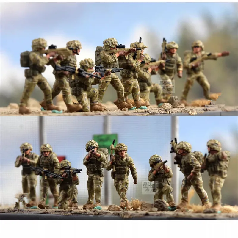 

Модель 1:72, 3D-печать, окрашенная, 8 шт., современная британская пехотная группа, солдаты, фигурки, аксессуары для самостоятельной сборки, коллекционные игрушки
