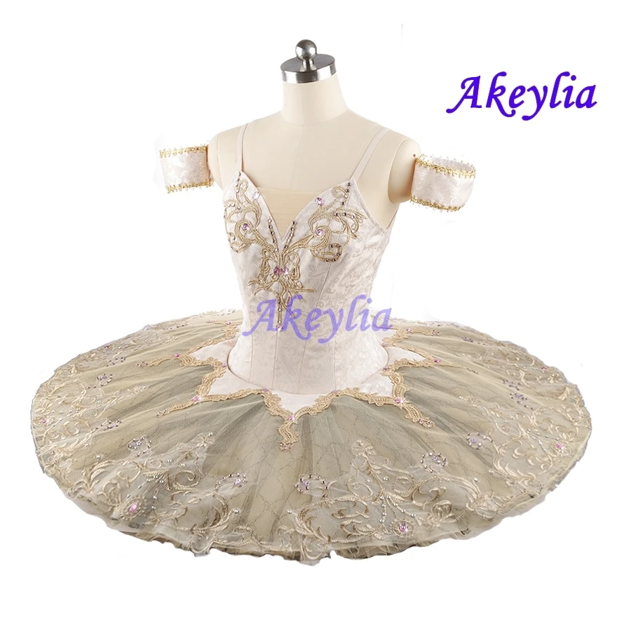 Akeylia Sylvia Professional Ballet Tutu Ivory Sugar Plum Fairy Variation Pancake Tutu Adult Girls Ballet Stage Costume JN0099