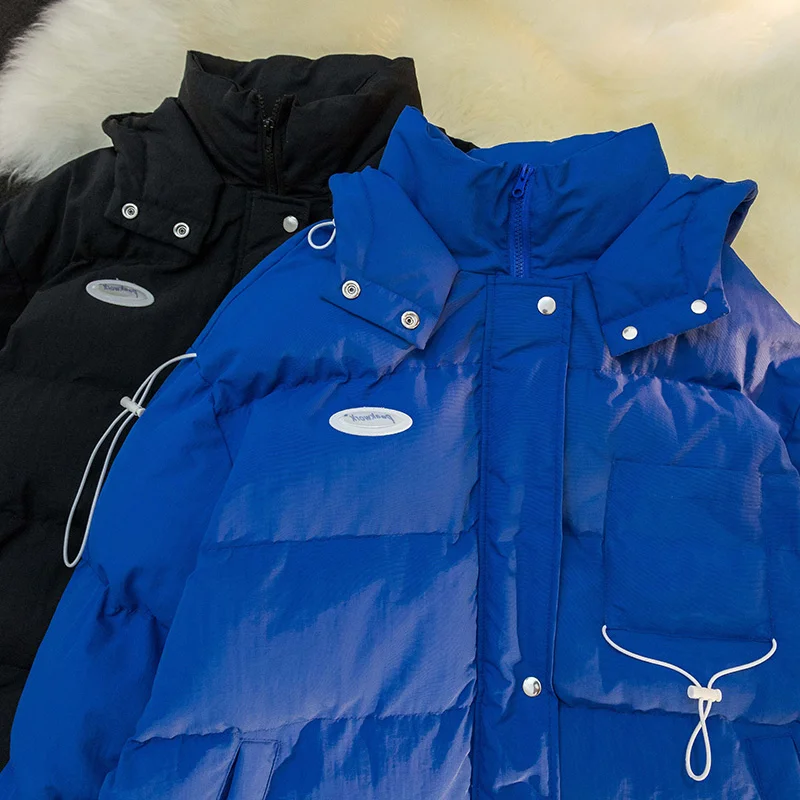 

Мужская зимняя куртка из хлопка Thiened, синяя, повседневная, свободного кроя, на пуговицах, однотонная