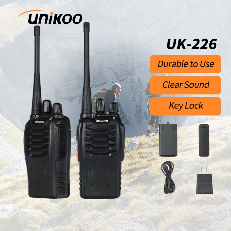 2 PCS UNIKOO Long Range communication Walkies Talkies FRS Set Two Way Ham Radios UHF Walkie Talkie transceiver For camping