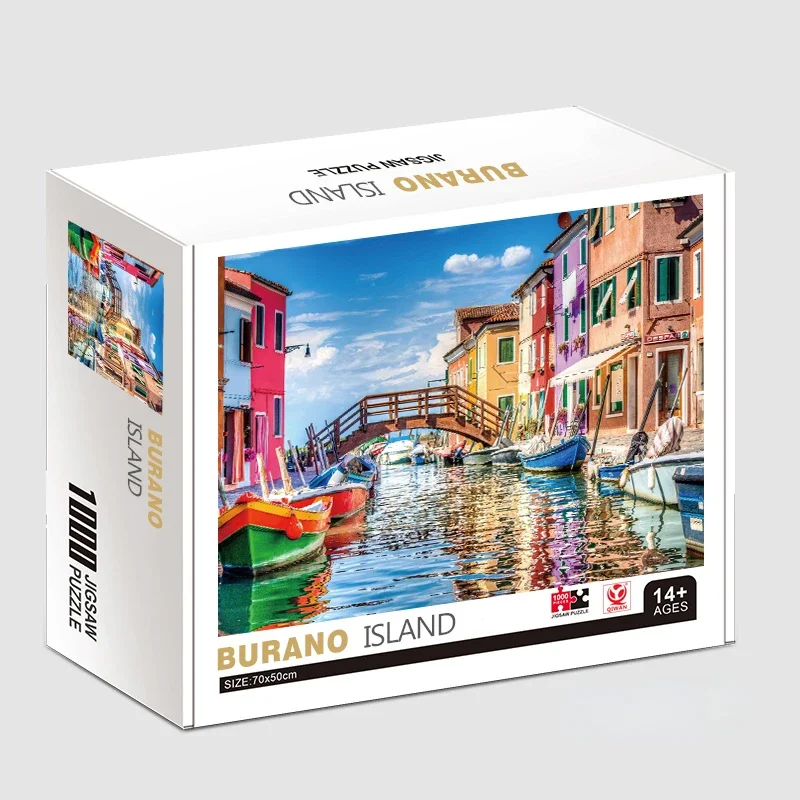 

70*50cm Adult Puzzle 1000 Pieces Paper Jigsaw Puzzles Burano Island Famous Painting Series Learning Education Craft Toys Gifts