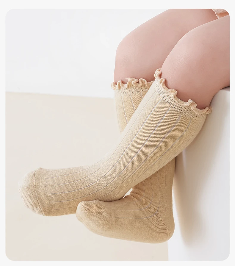 3/5 Paar Baby-Mädchen-Socken, Spitzen-Prinzessinnen-Socken in Unifarben, Weiche Baumwollsocken mit Lockerem Bund für Kleinkinder und Babys – Detail 7