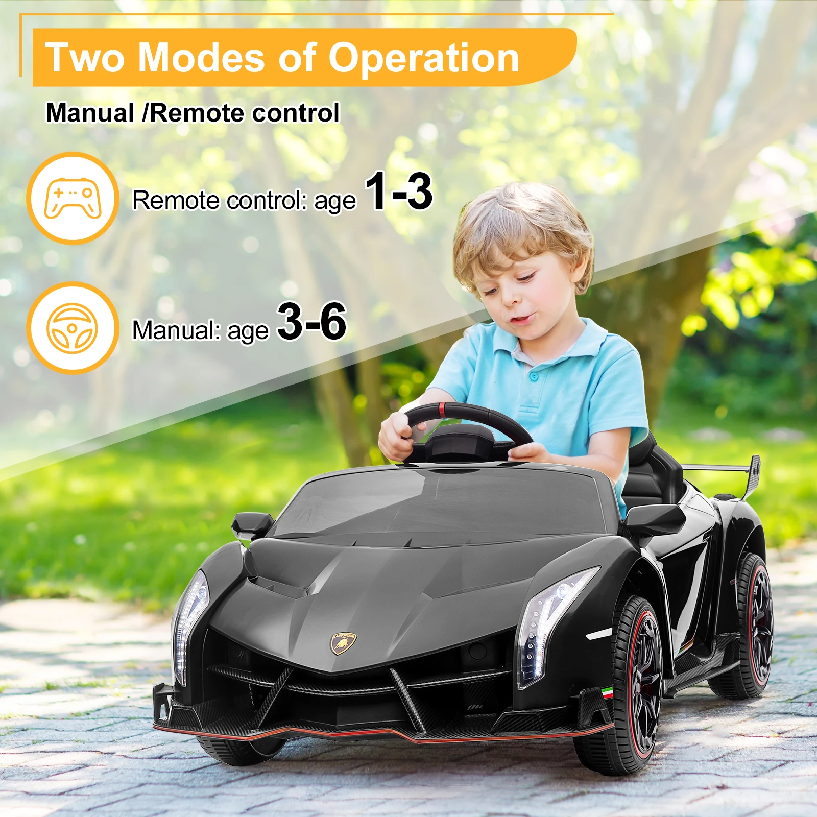 Electric car Kids Ride On Car,kids Electric Car with Remote Control Dual Drive 12V 4.5AH with 2.4G Remote Control Sports Car bla