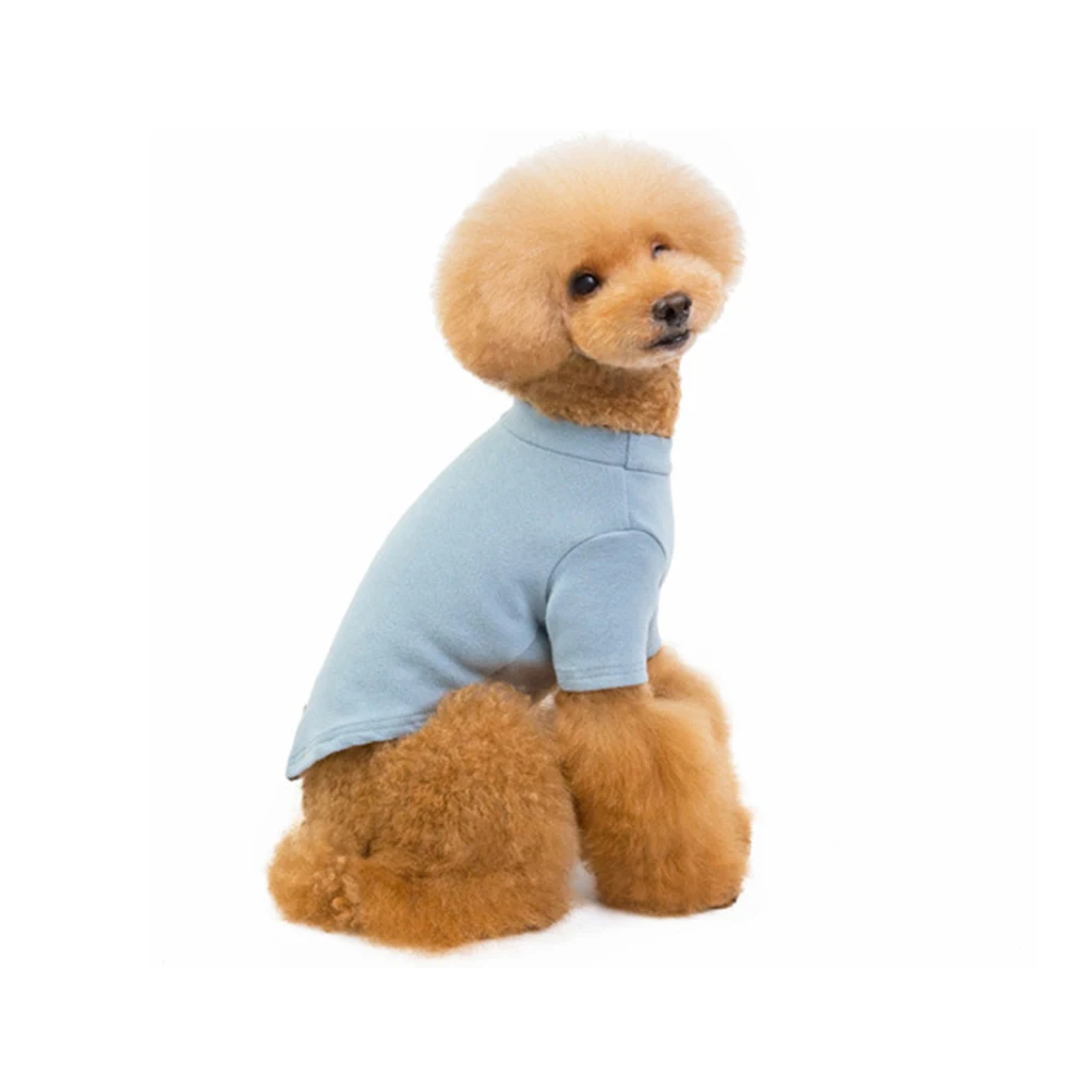 

Pet Solid Color Shirt Pet Fashion Cotton Clothes Pet Leisure Costume Undershirt Pajamas (Blue Grey, Size L)