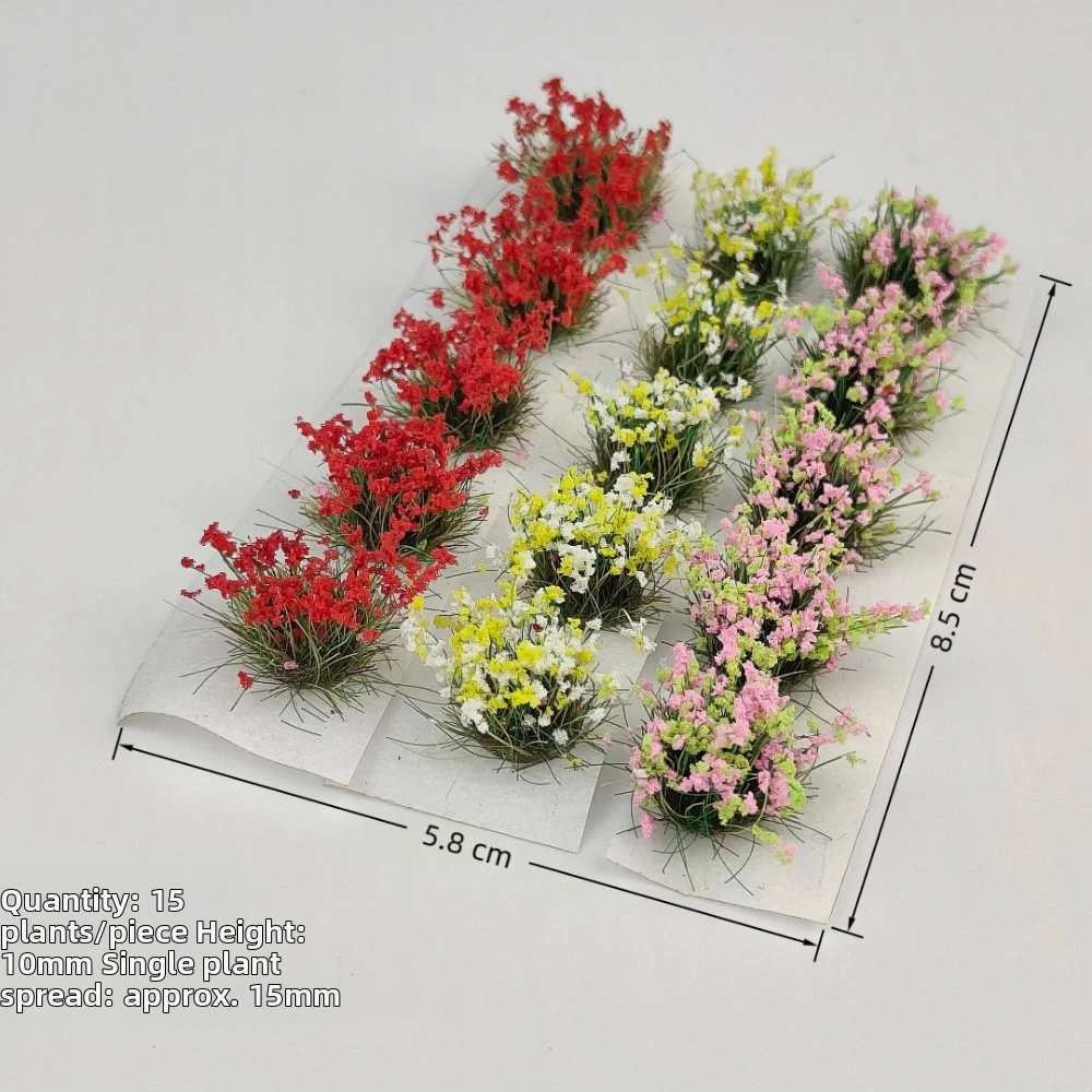 15pcs/box 10mm Grass Cluster Model Kit Multicolors diy Miniature Building Sand Table Flower Nylon Material 8.5*5.8cm