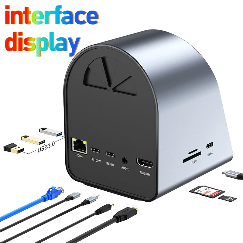 usb c ke usb c hub nirkabel induksi magnetik pengisian telepon docking station HDMI Untuk aksesoris laptop Apple iPhone iPad