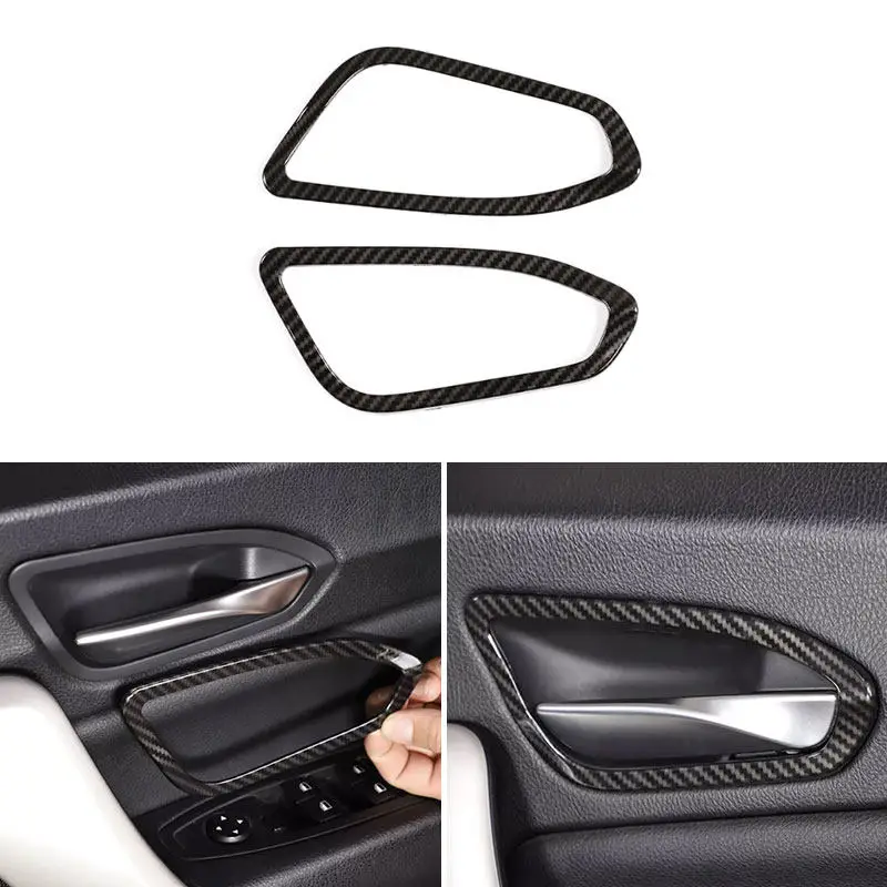 Carbon Fiber Texture For BMW 1 2 Series F20 F21 F22 F23 2012-2018 Car Accessories Handle Frame Trim Interior Decoration Sticker