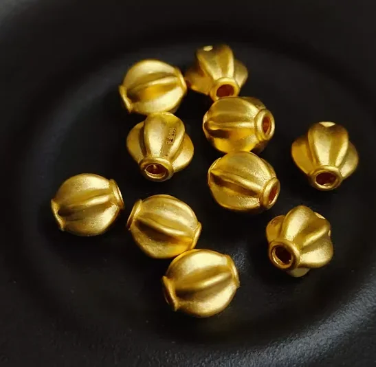 

999 real gold balls fine gold pumpkin beads diy bracelets 24k gold loose beads 6mm