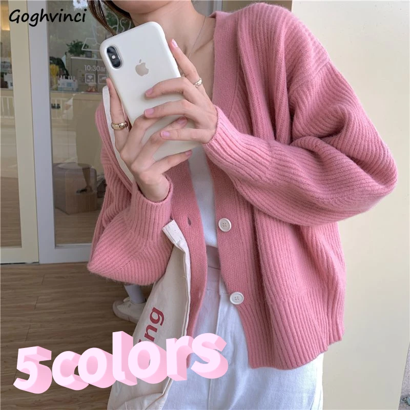 

Cardigan Women Solid Autumn Creativity Warm Young Students All-match Casual Vintage Delicate Tender Sweet Simple Korean Style