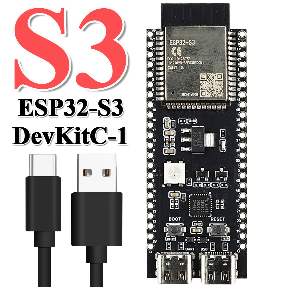 placa-de-desenvolvimento-esp32-s3-devkitc-1-modulo-bt-24g-wifi-para-arduino-8mb-psram-16mb-flash-n16r8-44pin-cp2102-tipo-c-esp32s3