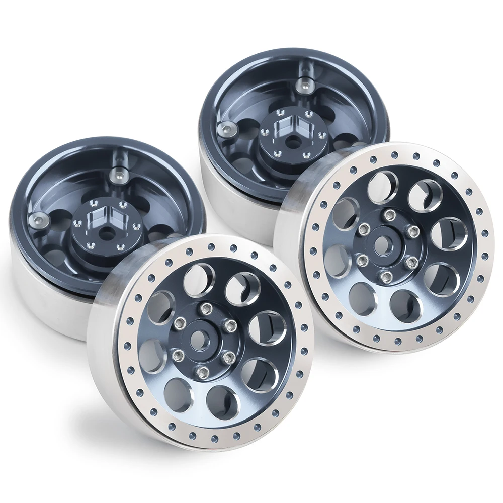 Yeahrun cubo de roda de alumínio cnc, 4 unidades, 1.3 ", beadlock, para trx4m axial scx24 fms fcx24 1/18 1/24 rc crawler, atualizações de carro