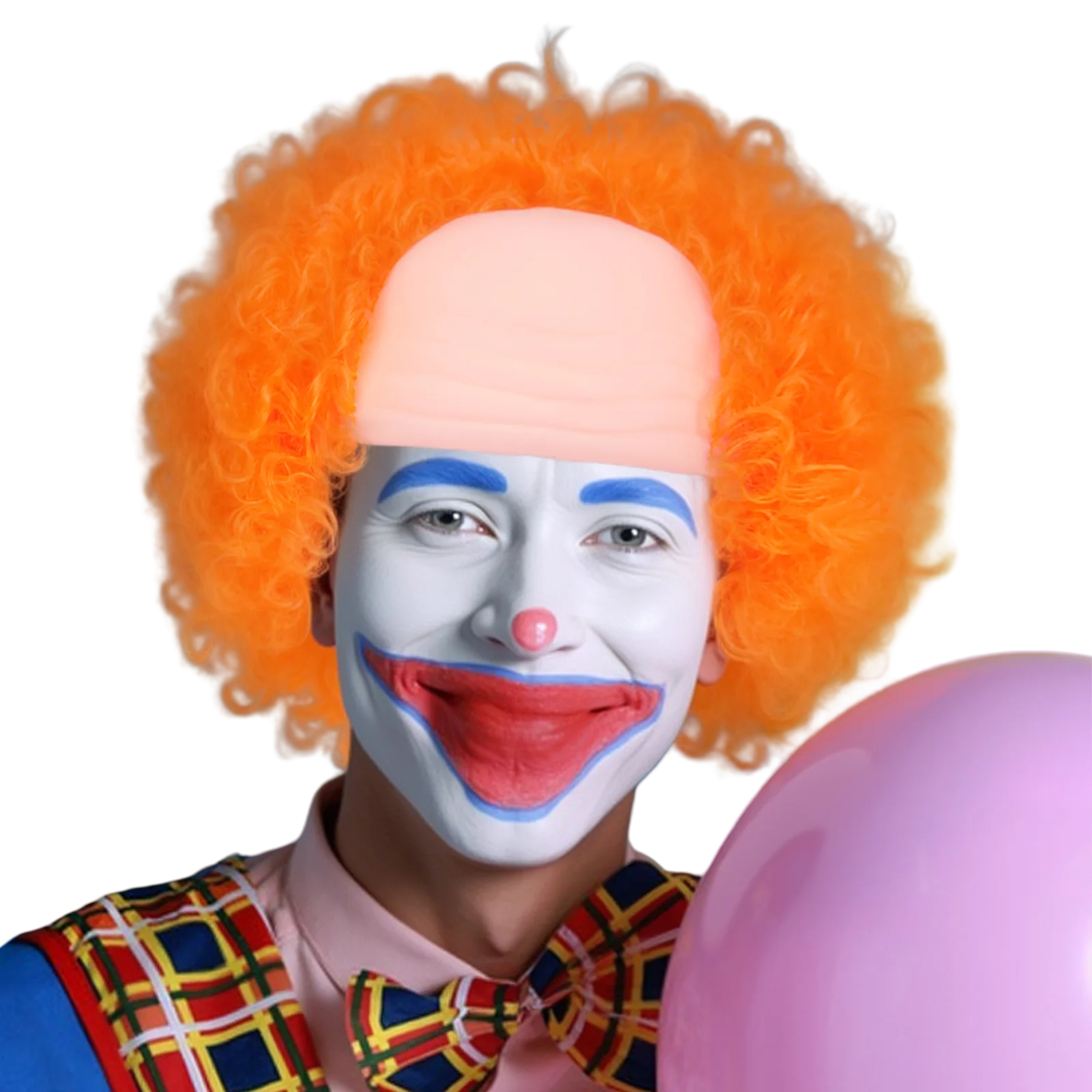 Peruka Afro Klauna Bez Włosów Unisex Horror, Oddychająca Peruka z Włókna Syntetycznego Bez Kaptura na Halloween i Cosplay