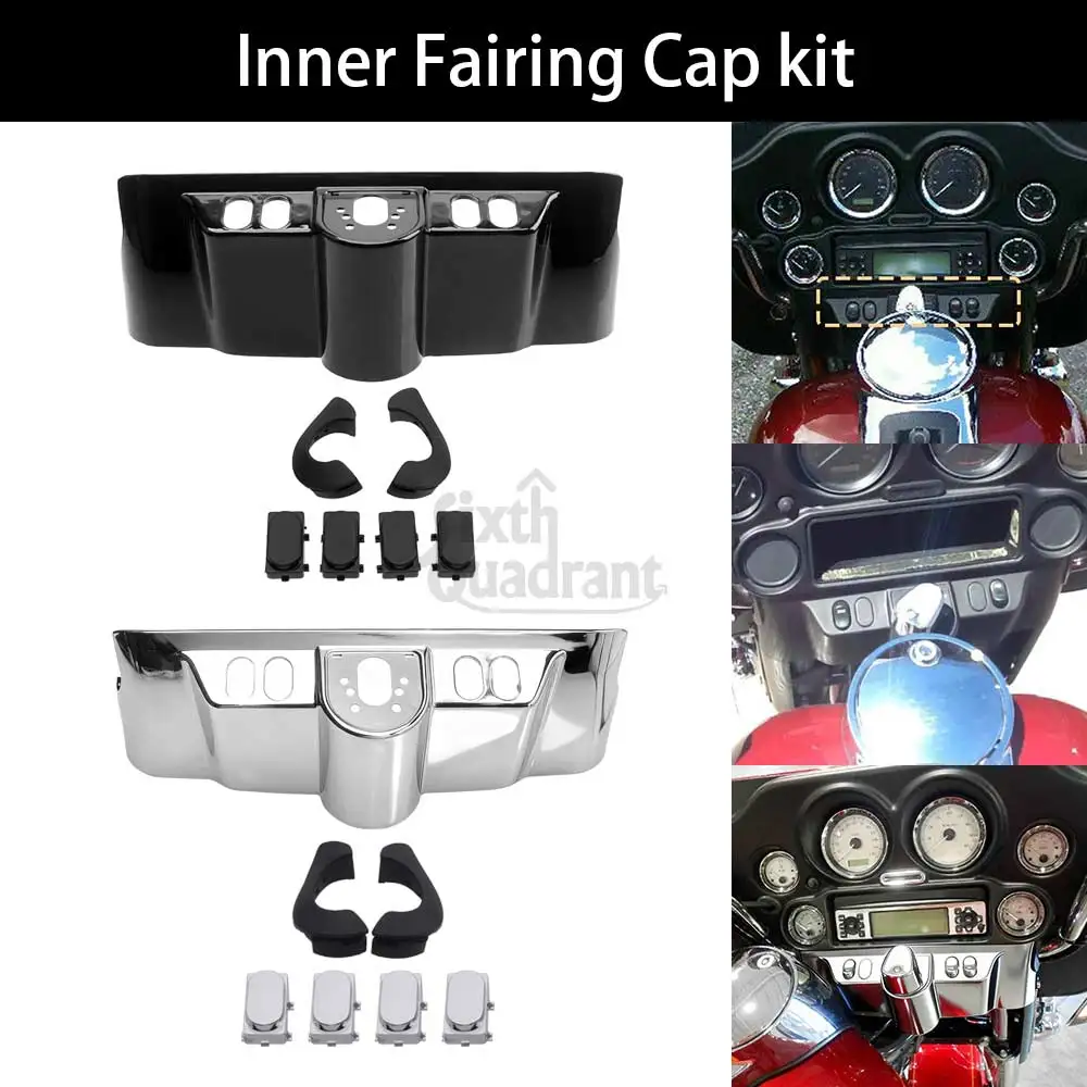 

For Harley Touring Electra Glide Classic FLHTC/I 1996-2013 Motorcycle Front Inner Fairing Cover Switch Cap Kit ABS Plastic Black