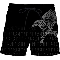 Viking Myth Valhalla Totem 3D Print Beach Shorts Graphic Men's Casual Sport Shorts Summer Surfing Shorts Comfortable Short Pants