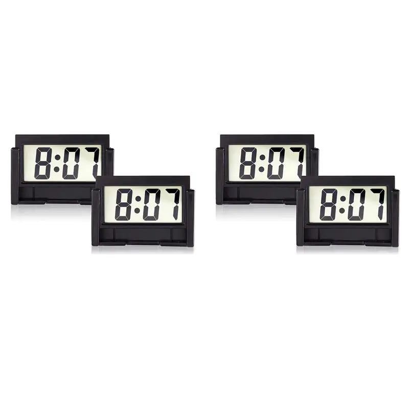 Exclusive 4X Small Digital Car Dashboard Clock Battery Operated Big Clear LCD Time Display For Automotive, Motorcycle &Truck