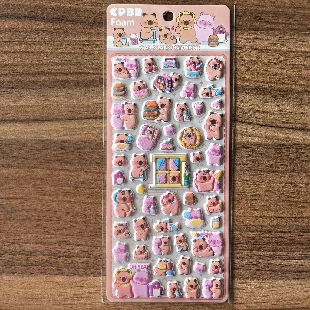 4 أوراق CPBB ملصقات رغوة الدب والخنزير اللطيفة - شارات كرتونية رائعة للحرف اليدوية وأجهزة الكمبيوتر المحمولة وديكور الهدايا متجر AnimeWorlds