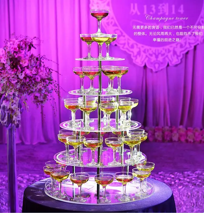 

Birthday ceremony wedding creative layout acrylic five layer round wine tower wedding props champagne tower