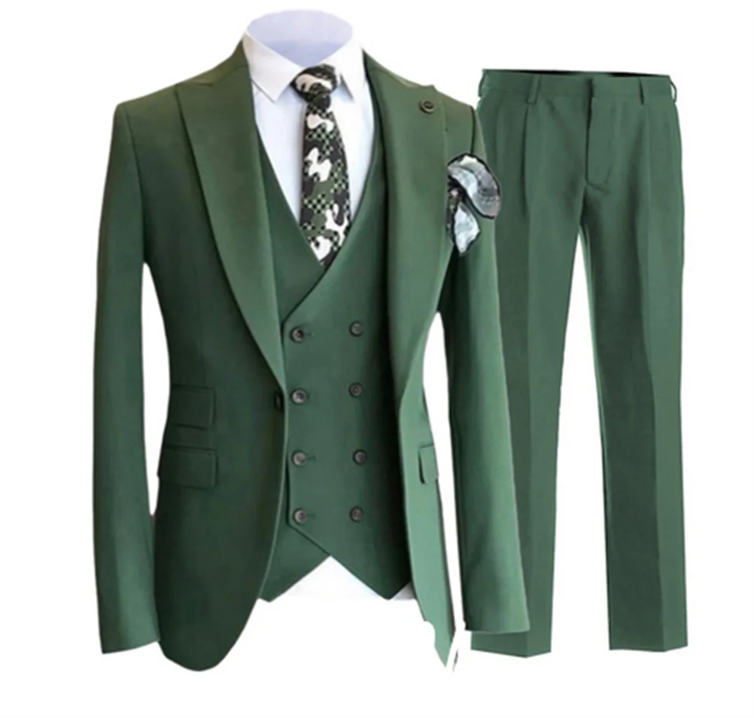 

Мужской костюм современного кроя по индивидуальному заказу, обычный пиджак на плоской подошве с лацканами, двубортный жилет, смокинги для жениха на свадьбу (пиджак + жилет +