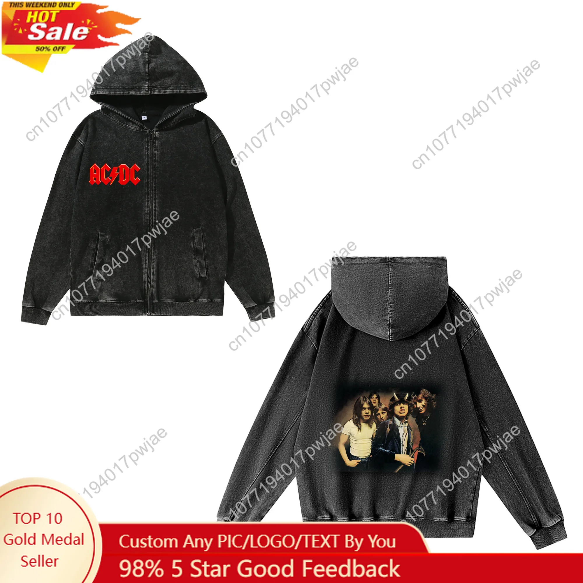 

A-AC Zipper Sweatshirt Man Woman Vintage Hoodies Sweat Shirt With Pocket Full Zip Customized Jacket Tops
